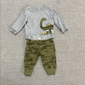 Carter's Gray and Green Dinosaur Matching Set